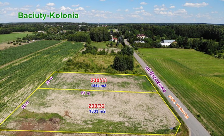 działka na sprzedaż - Turośń Kościelna, Baciuty-Kolonia, Brzozowa